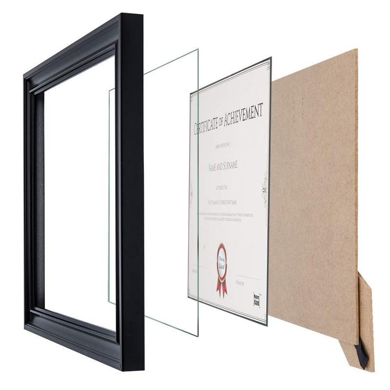 Memory Island Document frames 8.5x11,Set of 4 Pack Certificate Frames for Wall Or Tabletop Display,Diploma Frames For Degree Award with Real Glass Front,Black,Designed - Image 3